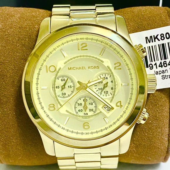 MICHAEL KORS “OVERSIZED RUNWAY” MK8077 GOLD WATCH - Picture 3 of 12
